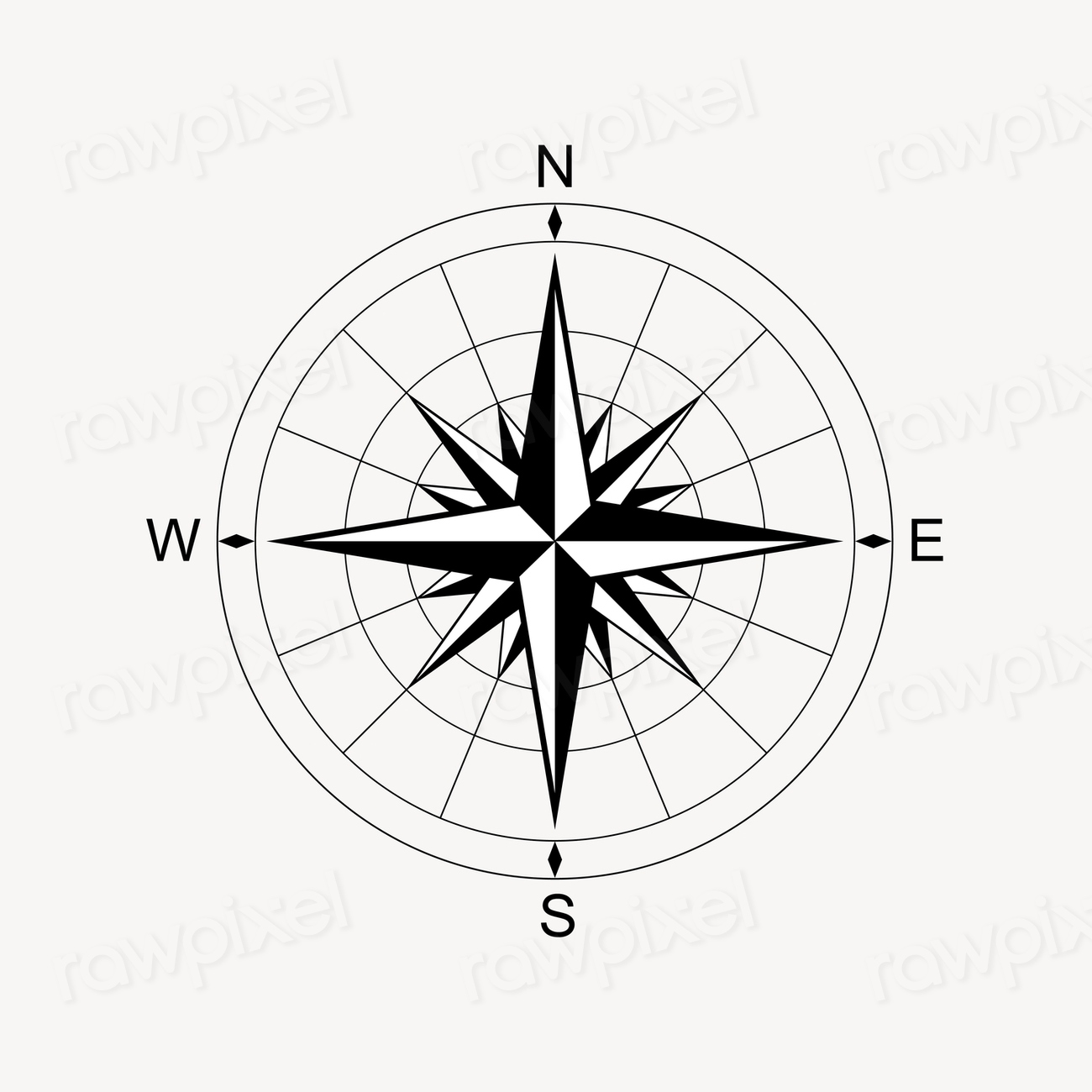 Compass rose clipart, travel illustration